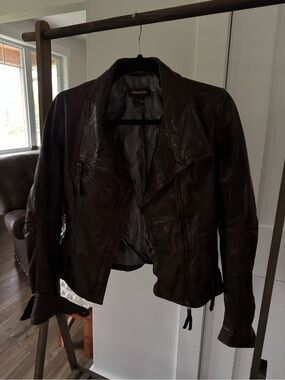 Danier Women’s Dark Brown Leather Biker Jacket